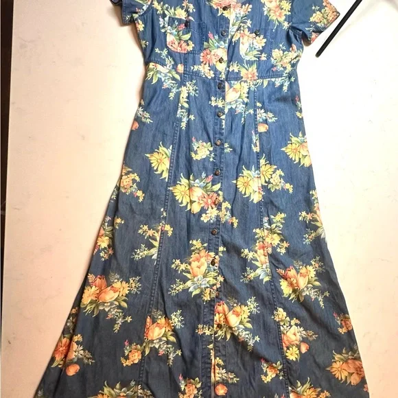 Liz Claiborne Floral Blue Maxi Dress - Picture 1 of 6